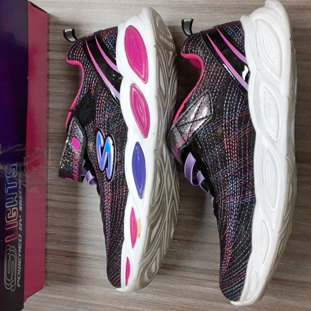 Skechers S Lights Shimmer Beams Sparkle Glitz Youth Light Up Shoes - Picture 5 of 9